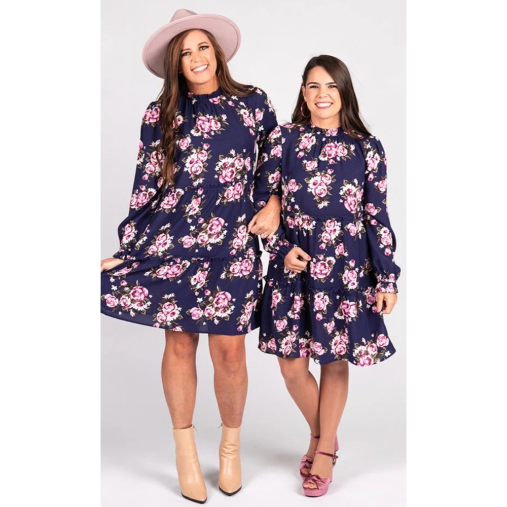 LuLaRoe Floral Midi Dress - black and cream